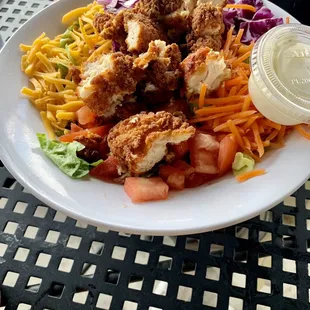 House Salad with Crispy Chicken