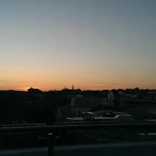 Sunset view on rooftop.