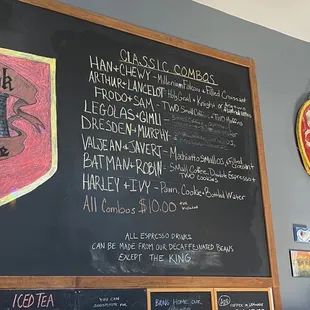 Menu board, $10 combos