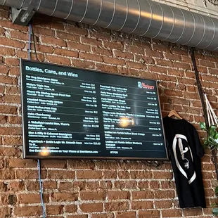 Draft on tap, Bottles, Cans &amp; Wine menu
