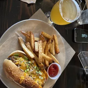 Brisket hotdogs and a mason ale  works Zombie aneurism