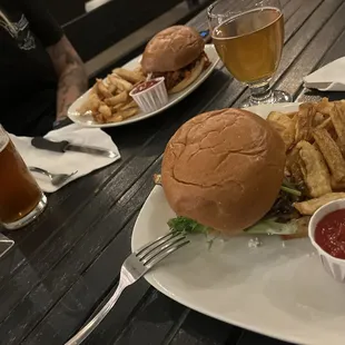 Balsamic Chicken Sandwich Smoked Brisket Sandwich (pulled pork sandwich I think ) and some good brews
