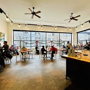 people sitting at tables