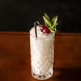 TOO LITTLE, TOO LATE arette blanco tequila, red grape, thai basil, coconut, honey, jasmine water, lychee juice, verjus