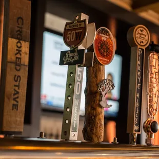 Beer taps at the front bar.