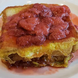 Peach Cobbler Stuffed French Toast