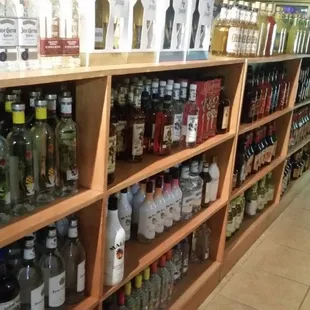 bottles of alcohol on shelves
