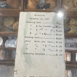a menu for a bakery