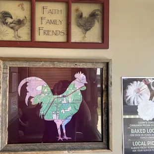 a picture of a rooster in a frame