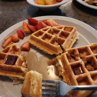 Waffle with strawberries