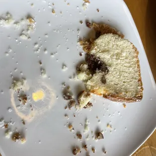 Coffee cake that had 3 slices but we ate them too quickly