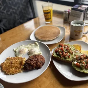 The Sunrise with Nashville Hot chicken, Avocado Toast