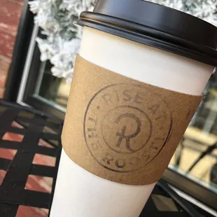 a coffee cup on a table