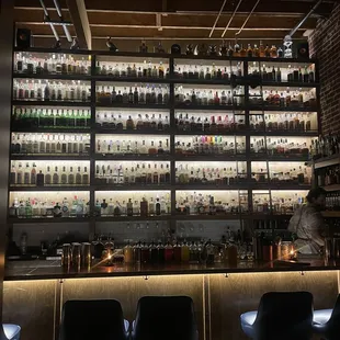 Really cool bar set up. Dimly lit, cozy feel and private space