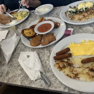 THREE EGGS, APPETIZER SAMPLER, VEGETABLE OMELETTE