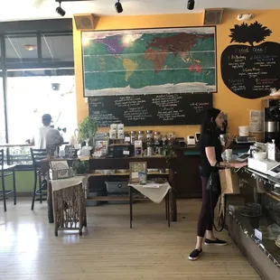 Front part of the coffee shop and the register area