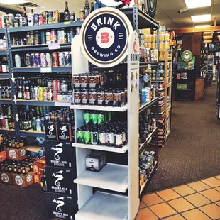 a beer display in a store