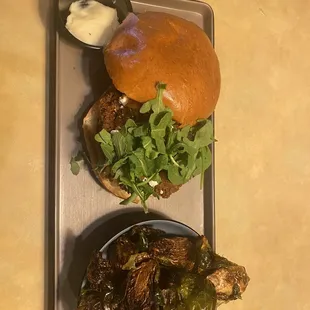 Housemade veggie patty with Brussels