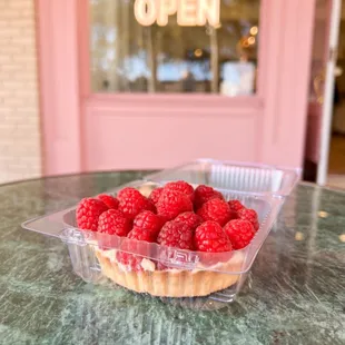 Raspberry tart - delicious, and lightly sweet!