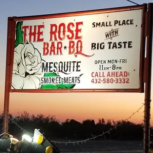 The Rose Bar B Q sign