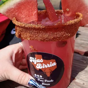 Tejas Birria truck currently there! Watermelon Agua Fresca 10/10