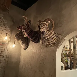 Interior--yarn animal head decor