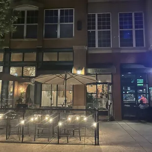 Exterior.  Hard to see the restaurant sign.