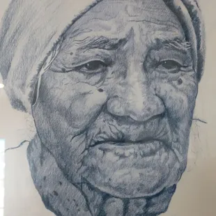 a drawing of an old woman