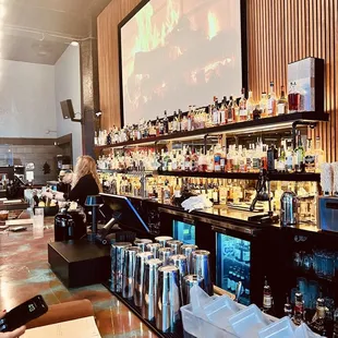 Bar area...we were amazed that they offered three kinds of Blanton's!