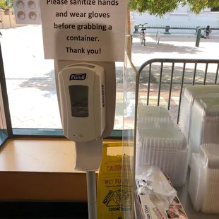 Sanitizer and gloves for hot and salad bar