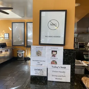 a menu for the restaurant