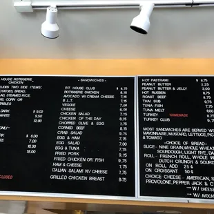 Rotisserie and Sandwich Menus