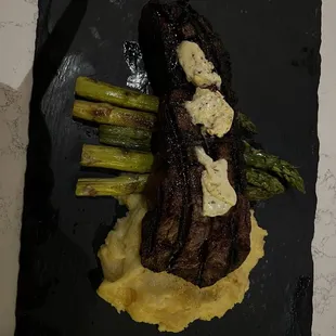 12oz NY Strip w/ Mashed potatoes and Asparagus