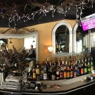 a view of a bar from the inside