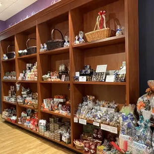 shelves of chocolate and candy