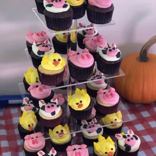 a tower of cupcakes