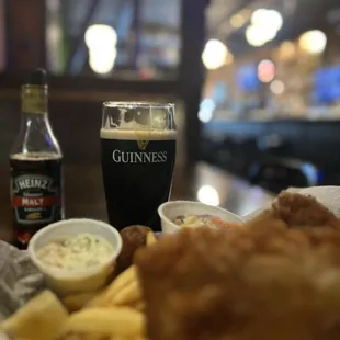 Fish &amp; chips with a Guinness for lunch on Valentine's Day!
