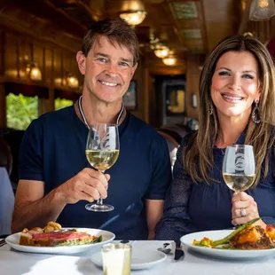 First Class Lunch and Dinner are offered aboard our Deluxe Dining Car (pictured) and our Vista Dome.