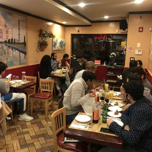 a group of people eating