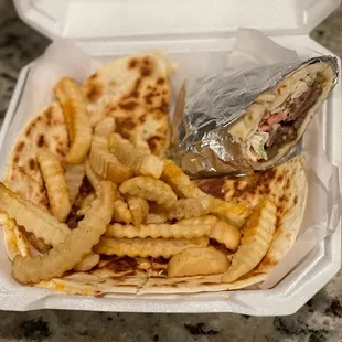 Chicken Shawarma Quesadilla and Gyro Wrap