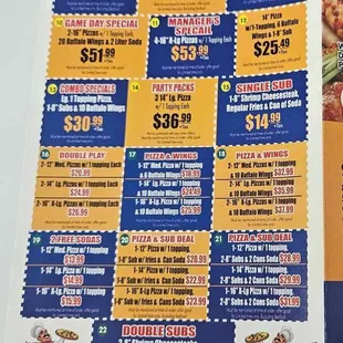 the price of the menu