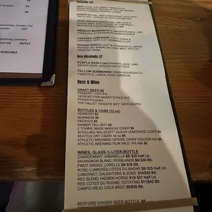 a menu for a restaurant