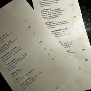 two menus on a table