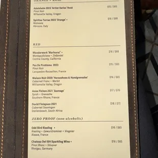 menu