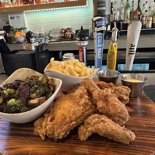 Quarter Bird, CRISPY BRUSSELS SPROUTS - SIDE, MAC &amp; CHEESE - SIDE