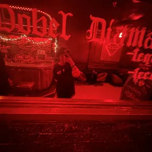 Had their drink specials written on the mirrors !