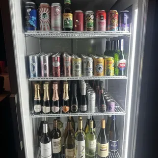 Wine fridge with a whole shelf of non-alcoholic options