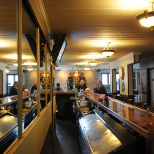 A look down the bar - made from an old shuffleboard table - built in 1962.
