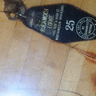 An old motel room key from the old days when we had rooms