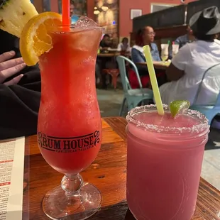 The Rum House Punch and frozen sangria House Margarita